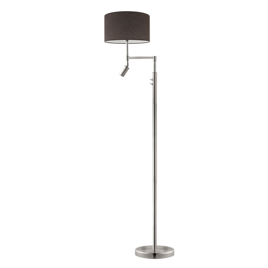 Eglo - LED Лампион TUNJA 1xE27/60W/230V + LED/2,1W Ø 38 см матов хром/кафяв