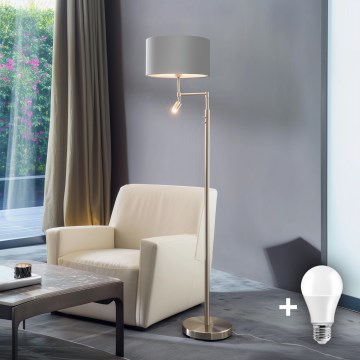 Eglo - LED Лампион TUNJA 1xE27/60W/230V + LED/2,1W Ø 38 см матов хром/сив