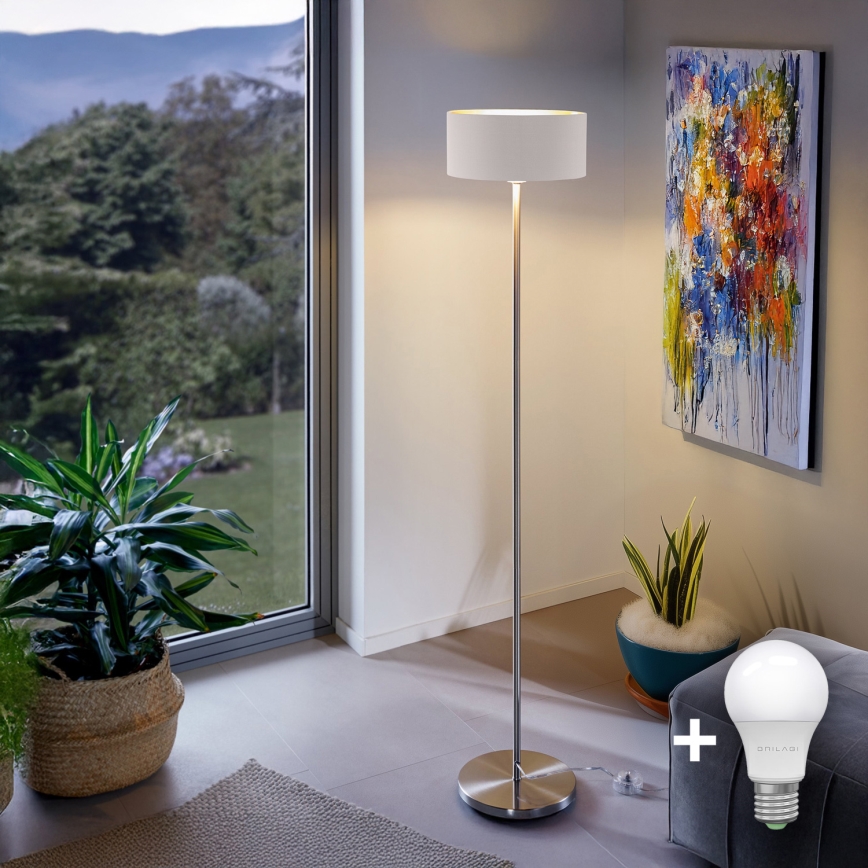 Eglo - LED  Лампион TUNJA 1xE27/60W/230V матов хром/бял