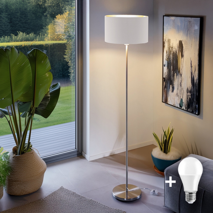 Eglo - LED  Лампион TUNJA 1xE27/60W/230V матов хром/бял