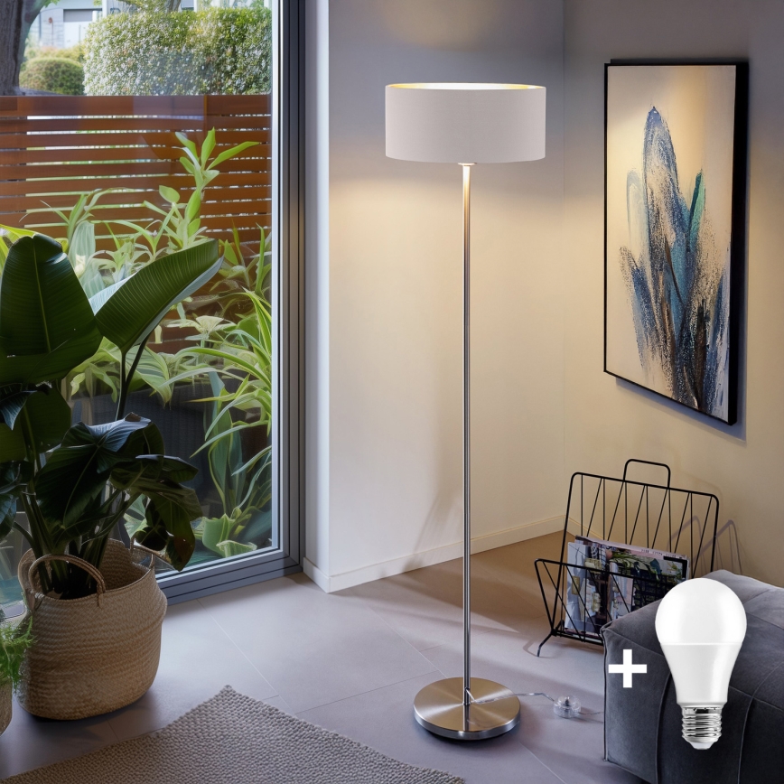 Eglo - LED  Лампион TUNJA 1xE27/60W/230V матов хром/бял