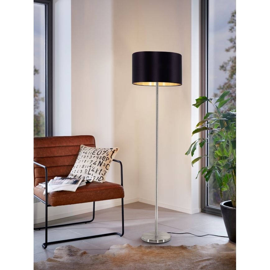 Eglo - LED  Лампион TUNJA 1xE27/60W/230V матов хром/черен