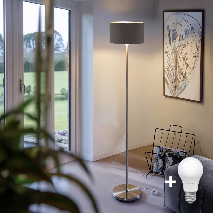 Eglo - LED  Лампион TUNJA 1xE27/60W/230V матов хром/таупе