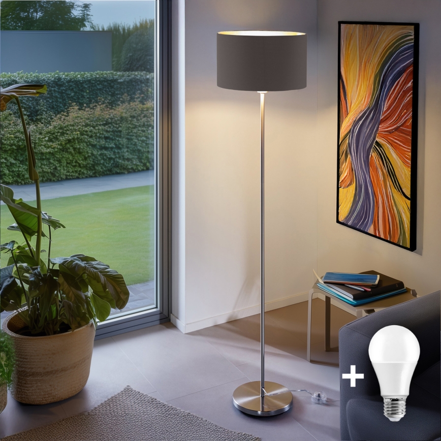 Eglo - LED  Лампион TUNJA 1xE27/60W/230V матов хром/таупе