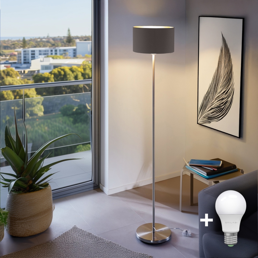 Eglo - LED  Лампион TUNJA 1xE27/60W/230V матов хром/кафяв