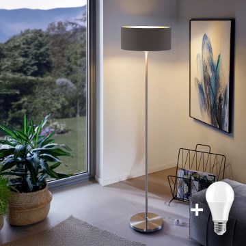 Eglo - LED  Лампион TUNJA 1xE27/60W/230V матов хром/кафяв
