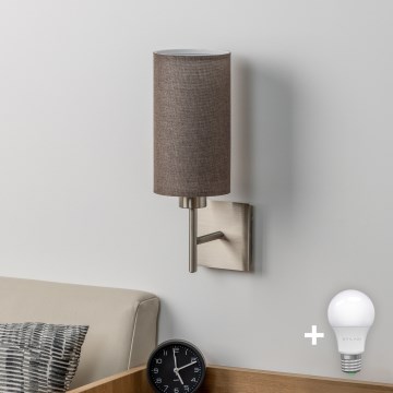 Eglo - LED Настенно осветително тяло TUNJA 1xE27/60W/230V матов хром/кафяв