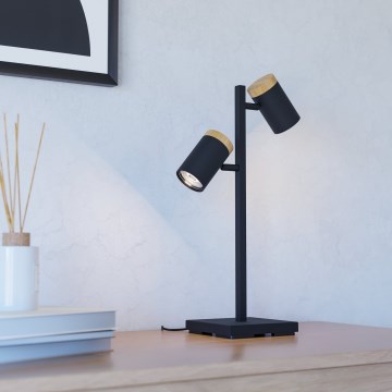 Eglo - LED Настолна лампа 2xGU10/4,5W/230V 3000K черен/кафяв