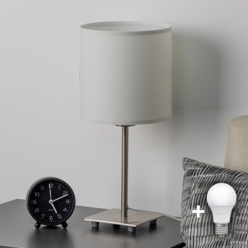 Eglo - LED Настолна лампа TUNJA 1xE27/60W/230V 26,5 см матов хром/бял