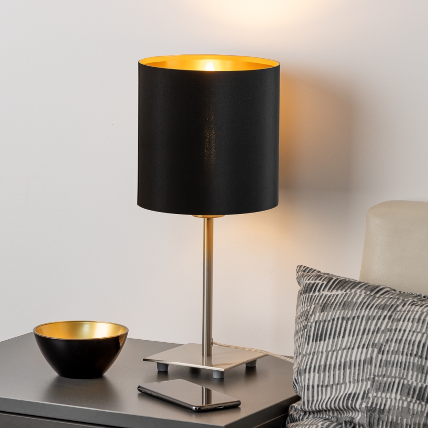 Eglo - LED Настолна лампа TUNJA 1xE27/60W/230V 26,5 см матов хром/черен