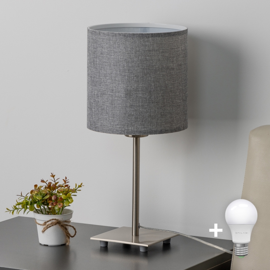 Eglo - LED Настолна лампа TUNJA 1xE27/60W/230V 26,5 см матов хром/сив