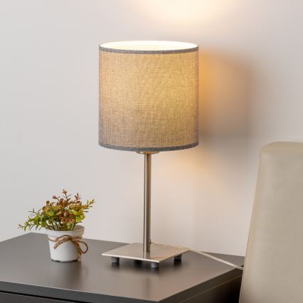 Eglo - LED Настолна лампа TUNJA 1xE27/60W/230V 26,5 см матов хром/сив
