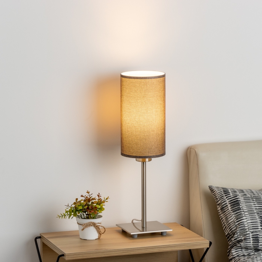Eglo - LED Настолна лампа TUNJA 1xE27/60W/230V 26,5 см матов хром/кафяв