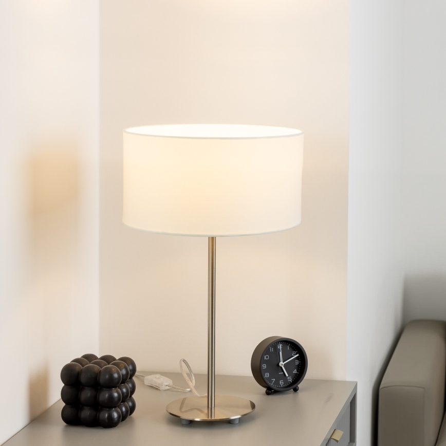 Eglo - LED  Настолна лампа TUNJA 1xE27/60W/230V 38,5 cm матов хром/бял