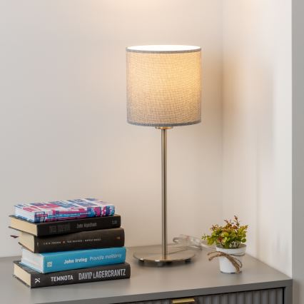 Eglo - LED  настолна лампа TUNJA 1xE27/60W/230V 38,5 cm матов хром/сива