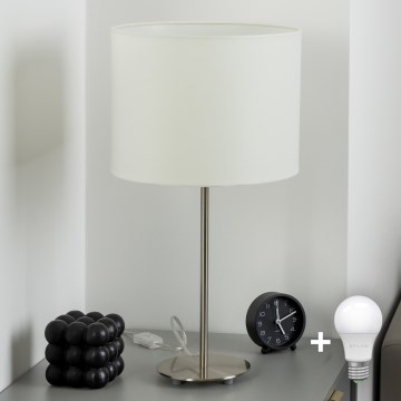 Eglo - LED  Настолна лампа TUNJA 1xE27/60W/230V 38,5 см матов хром/бял