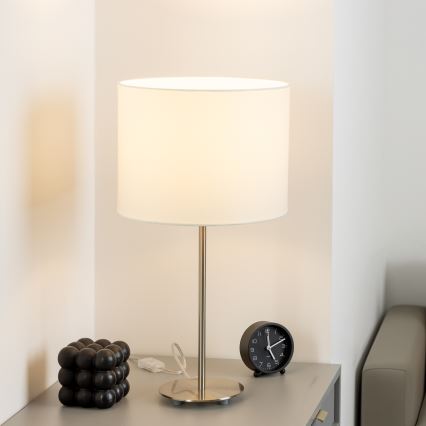 Eglo - LED  Настолна лампа TUNJA 1xE27/60W/230V 38,5 см матов хром/бял