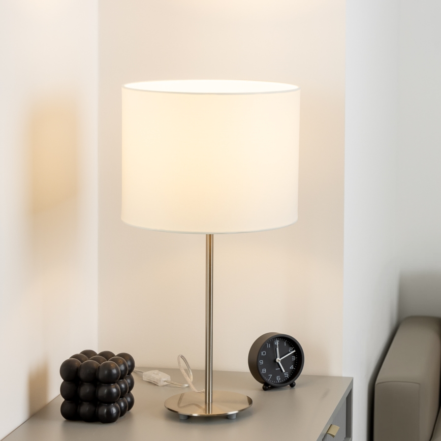 Eglo - LED  Настолна лампа TUNJA 1xE27/60W/230V 38,5 см матов хром/бял