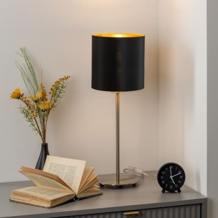 Eglo - LED Настолна лампа TUNJA 1xE27/60W/230V 38,5 см матов хром/черен