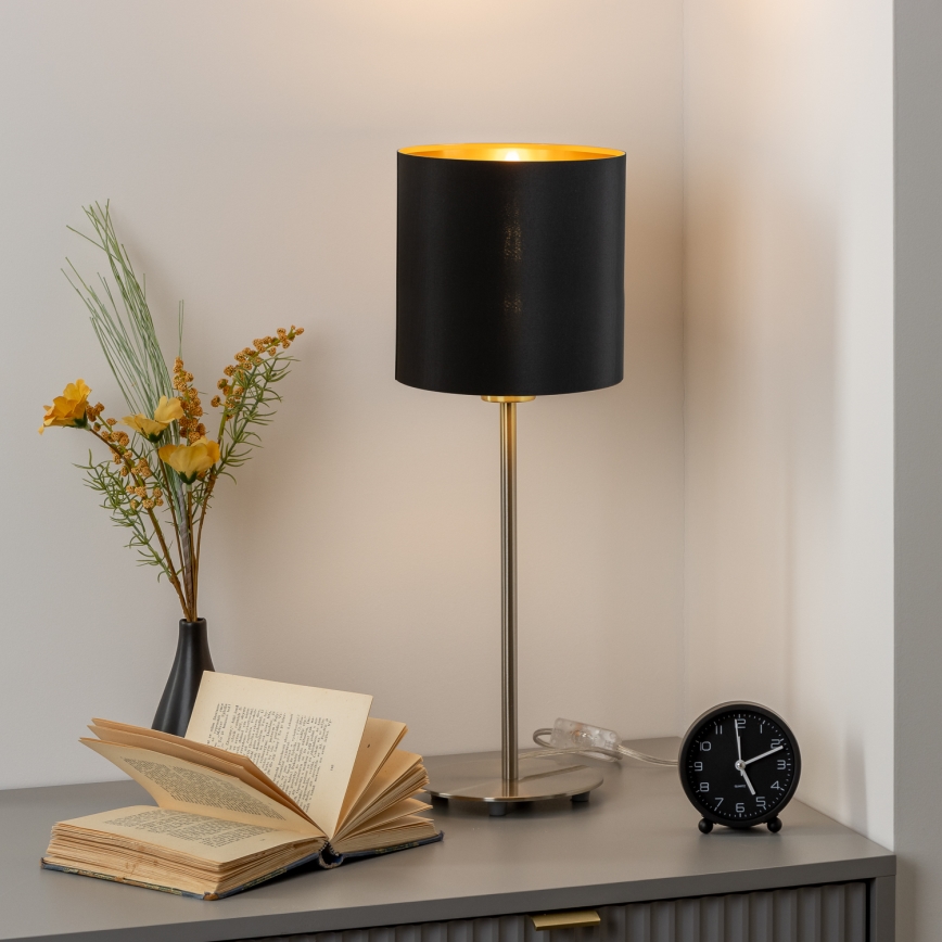 Eglo - LED Настолна лампа TUNJA 1xE27/60W/230V 38,5 см матов хром/черен