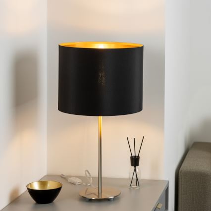 Eglo - LED  Настолна лампа TUNJA 1xE27/60W/230V 38,5 см матов хром/черен