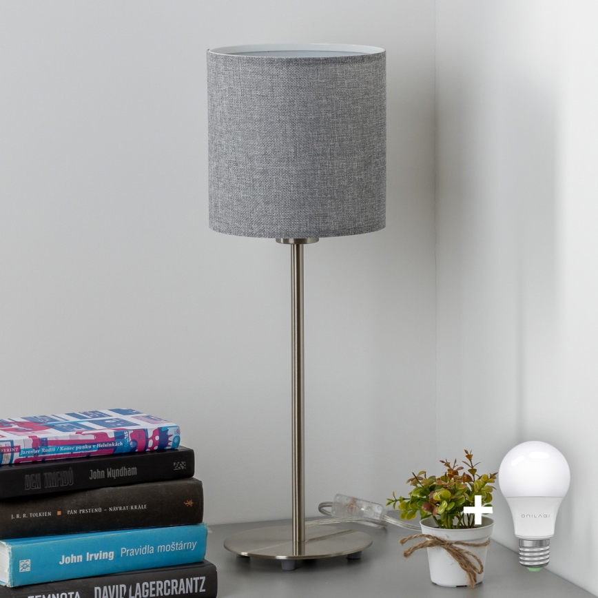 Eglo - LED Настолна лампа TUNJA 1xE27/60W/230V 38,5 см матов хром/сив