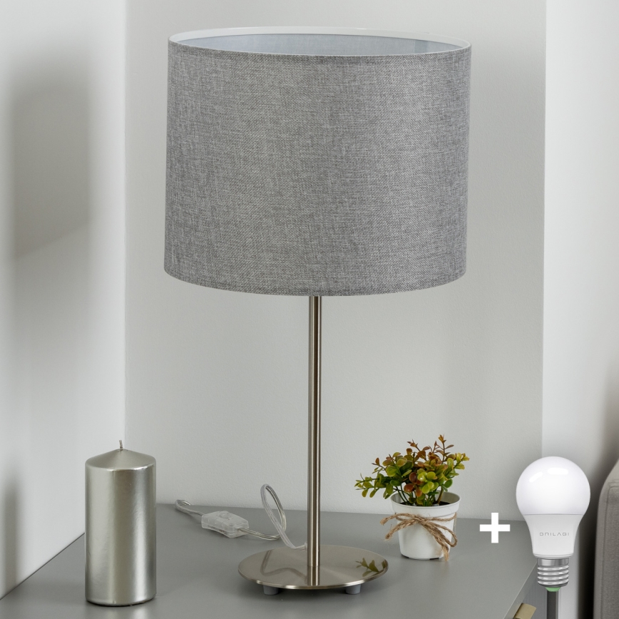 Eglo - LED  Настолна лампа TUNJA 1xE27/60W/230V 38,5 см матов хром/сив
