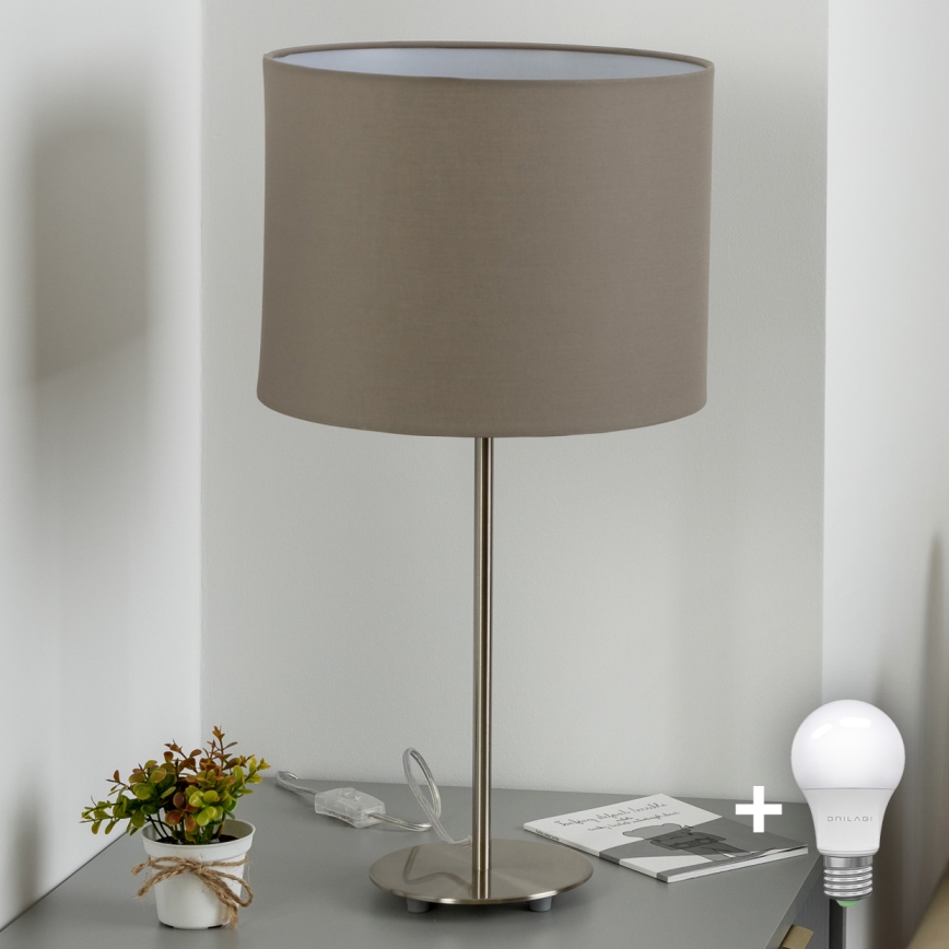 Eglo - LED  Настолна лампа TUNJA 1xE27/60W/230V 38,5 см матов хром/таупе