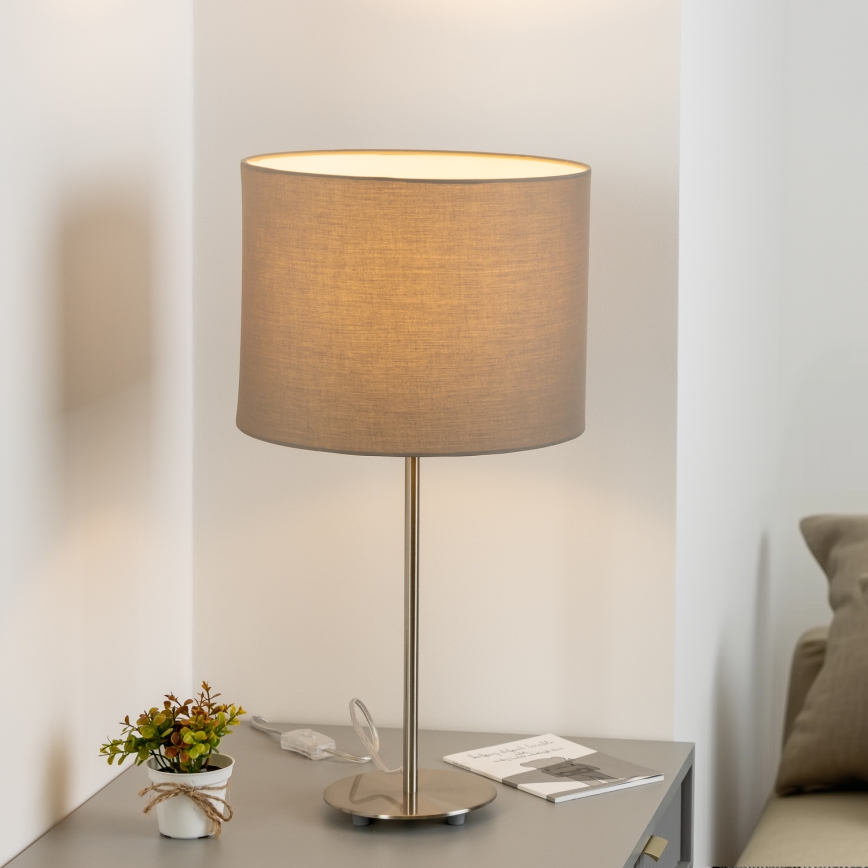 Eglo - LED  Настолна лампа TUNJA 1xE27/60W/230V 38,5 см матов хром/таупе