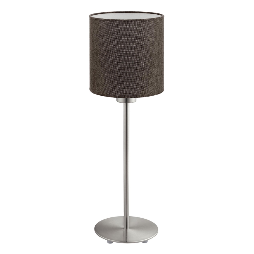 Eglo - LED  Настолна лампа TUNJA 1xE27/60W/230V 38,5 см матов хром/кафяв