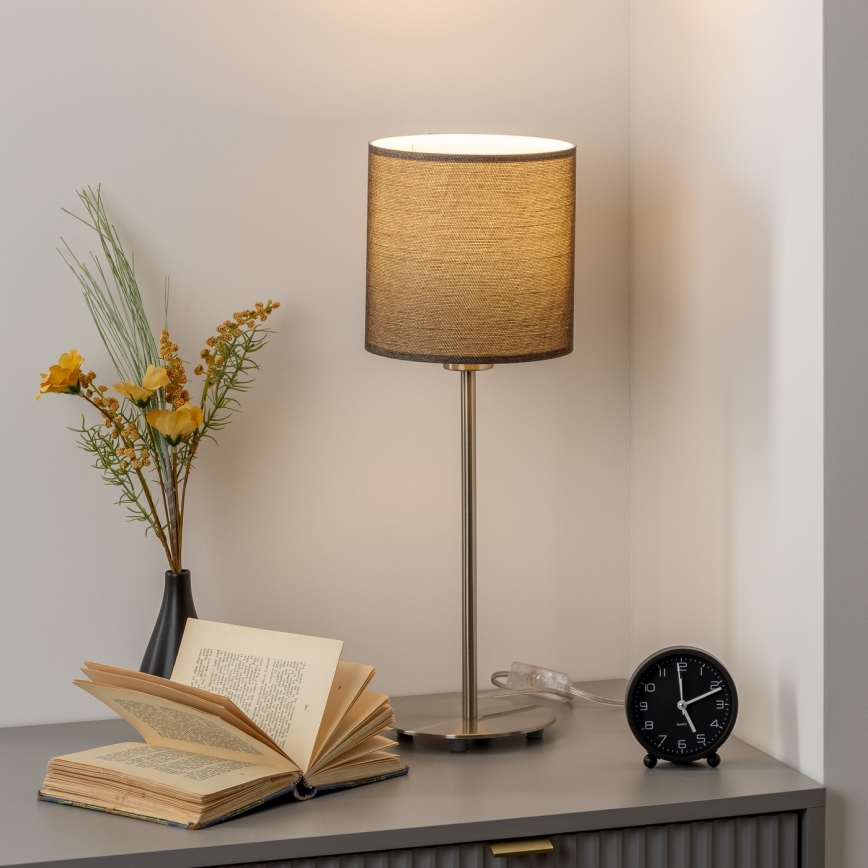 Eglo - LED  Настолна лампа TUNJA 1xE27/60W/230V 38,5 см матов хром/кафяв