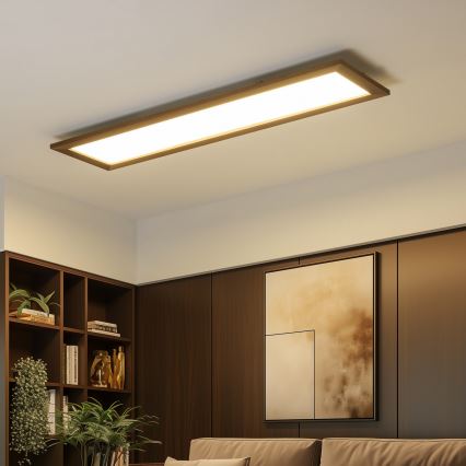 Eglo - LED Панел за повърхностен монтаж SALOBRENA-RW WOOD LED/34W/230V 2700/4000K 124x34 см тъмнокафяв