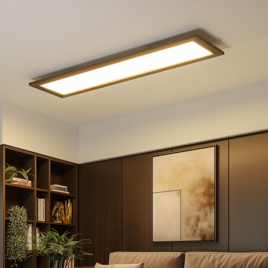 Eglo - LED Панел за повърхностен монтаж SALOBRENA-RW WOOD LED/34W/230V 2700/4000K 124x34 см тъмнокафяв