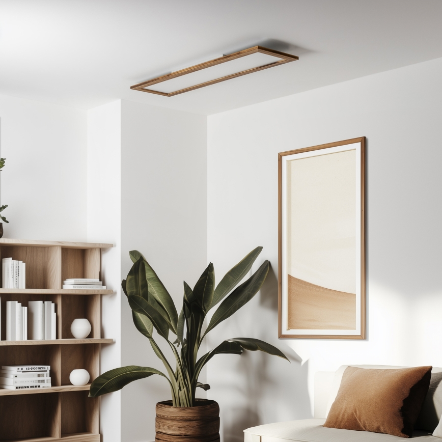 Eglo - LED Панел за повърхностен монтаж SALOBRENA-RW WOOD LED/34W/230V 2700/4000K 124x34 см кафяв