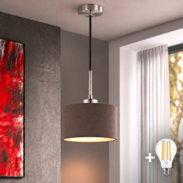 Eglo - LED пендант на кабел TUNJA 1xE27/60W/230V Ø 20 cm кафяв/черен