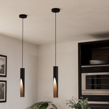 Eglo - LED Пендел 1xGU10/4,5W/230V 3000K черен/кафяв