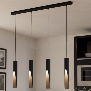 Eglo - LED Пендел 4xGU10/4,5W/230V 3000K черен/кафяв