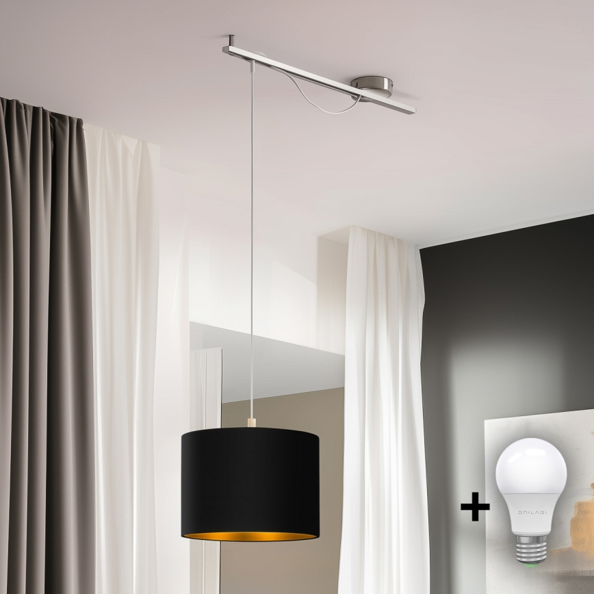 Eglo - LED Пендел CALCENA 1xE27/60W/230V хром/черен
