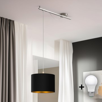 Eglo - LED Пендел CALCENA 1xE27/60W/230V хром/черен