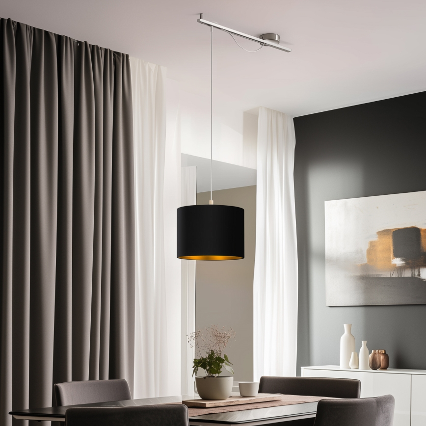 Eglo - LED Пендел CALCENA 1xE27/60W/230V хром/черен