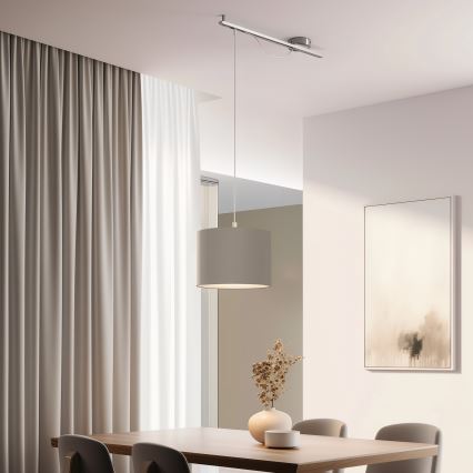 Eglo - LED Пендел CALCENA 1xE27/60W/230V хром/таупе