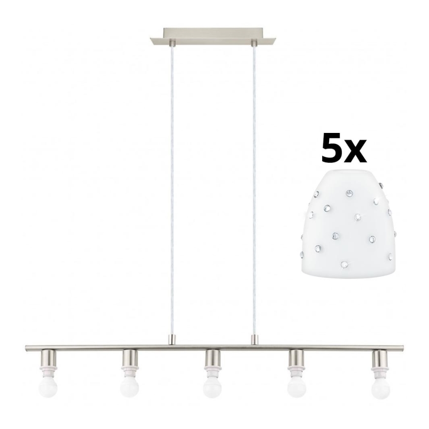 Eglo - LED Пендел MY CHOICE 5xE14/4W/230V матов хром/бял