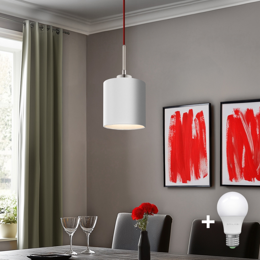 Eglo - LED Пендел TUNJA 1xE27/60W/230V бял