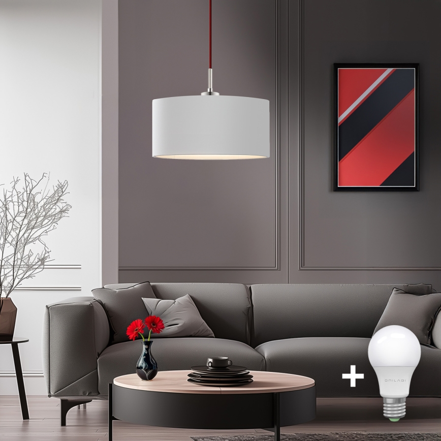 Eglo - LED Пендел TUNJA 1xE27/60W/230V бял