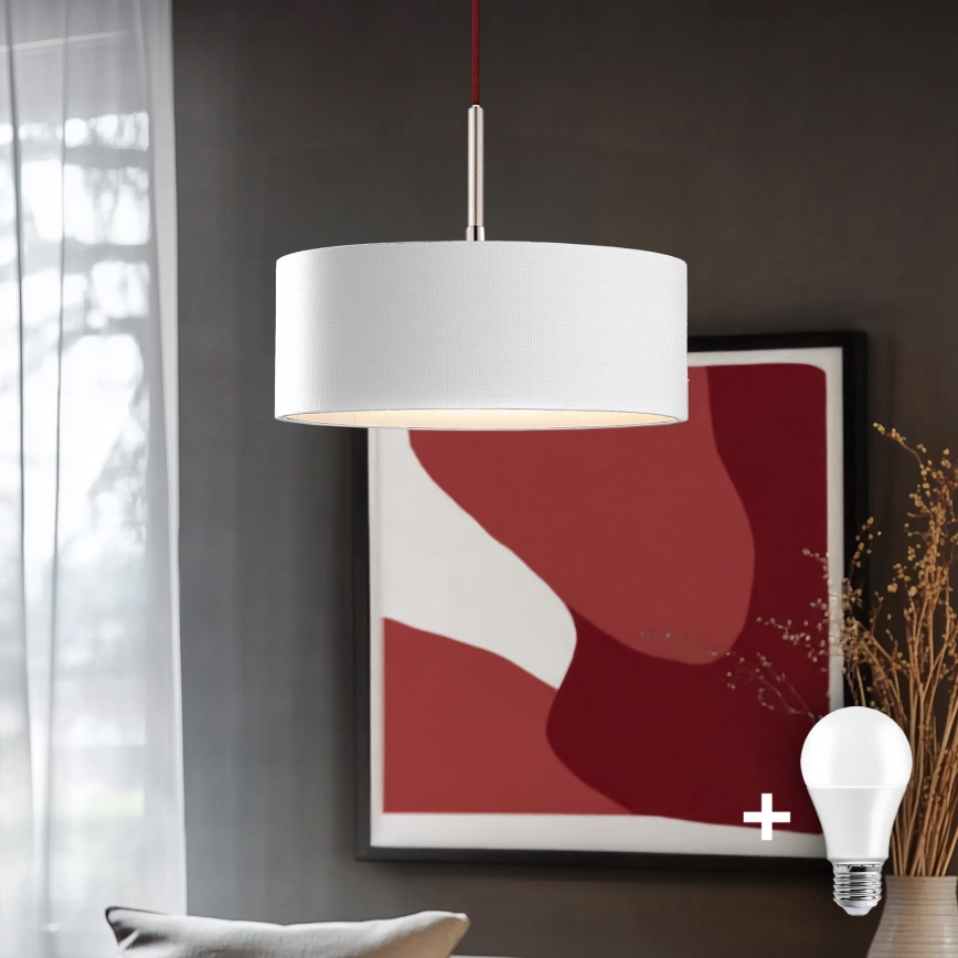 Eglo - LED Пендел TUNJA 1xE27/60W/230V бял