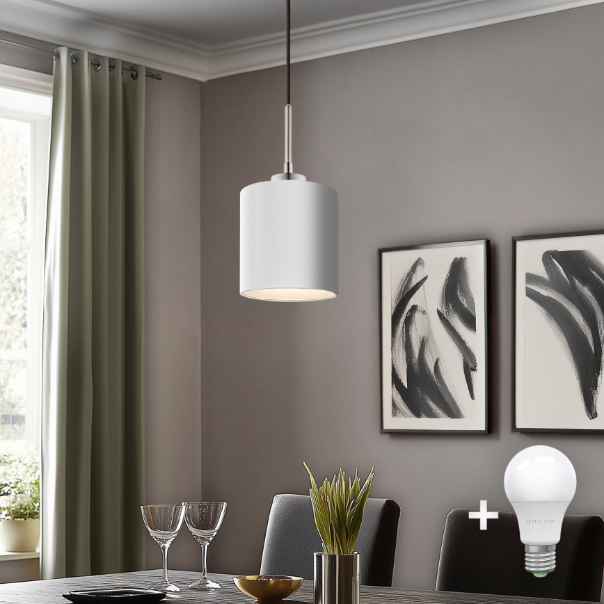Eglo - LED Пендел TUNJA 1xE27/60W/230V бял