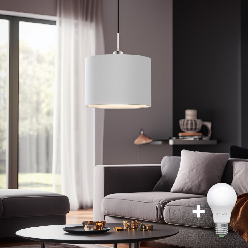 Eglo - LED Пендел TUNJA 1xE27/60W/230V бял