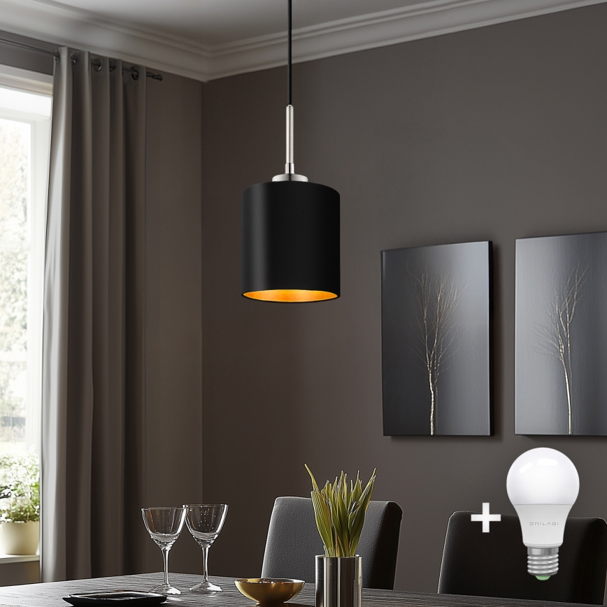Eglo - LED Пендел TUNJA 1xE27/60W/230V черен