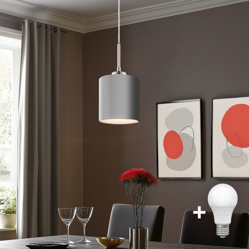 Eglo - LED Пендел TUNJA 1xE27/60W/230V сив