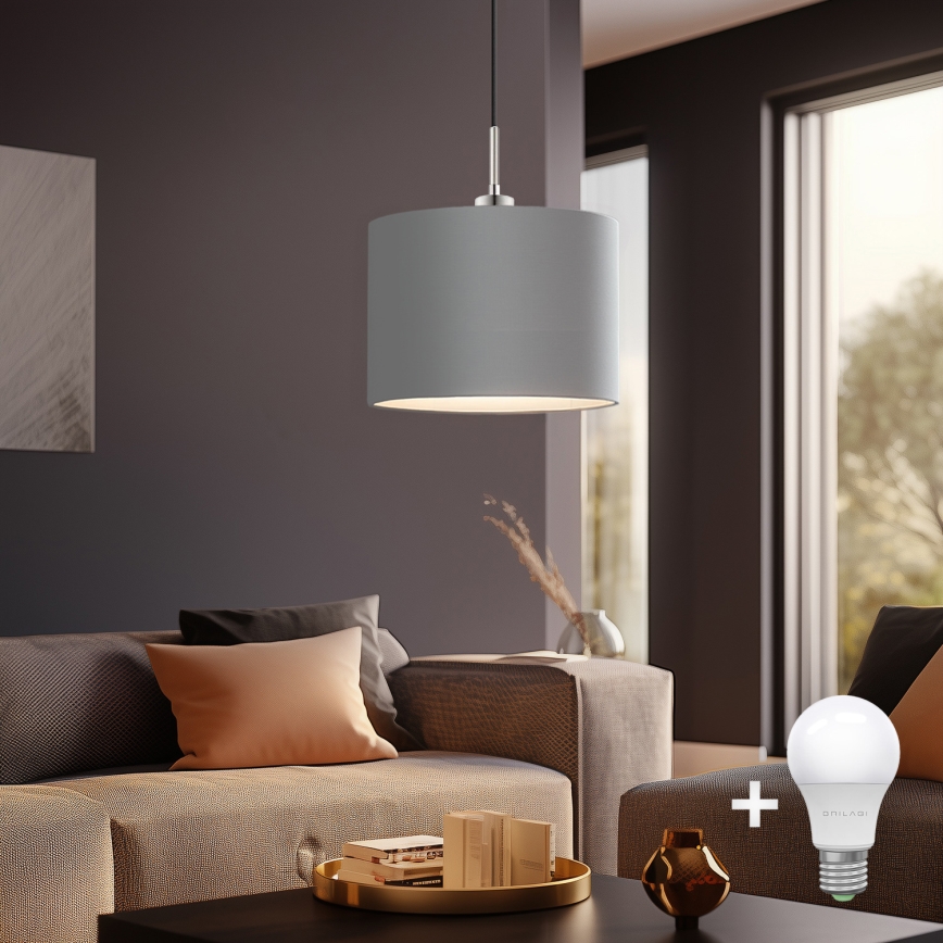 Eglo - LED Пендел TUNJA 1xE27/60W/230V сив